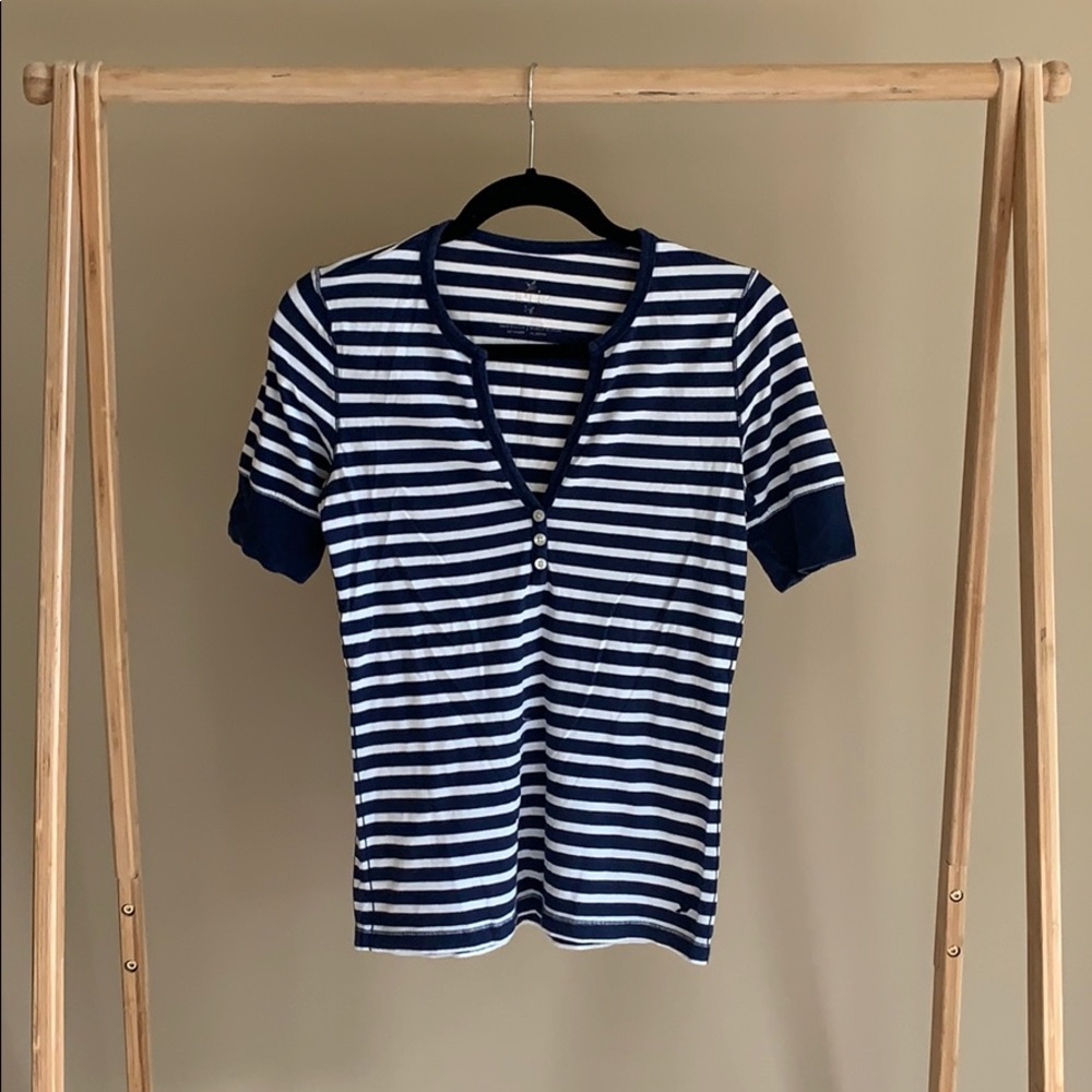 Aerie Striped Short Sleeve Top Size Large